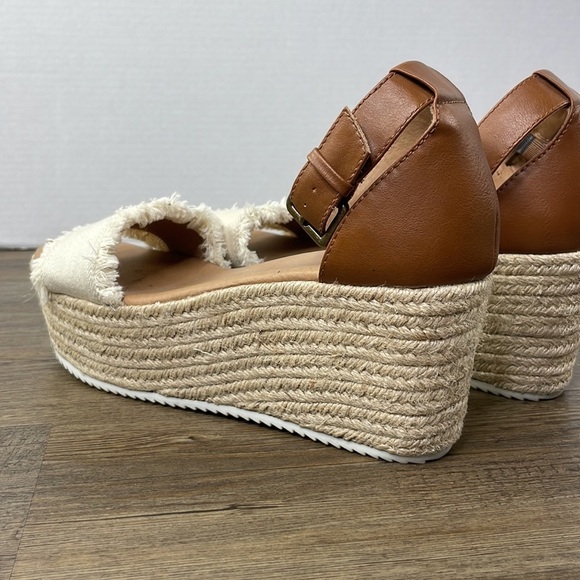 Brash Women’s Espadrille Wedge Platform Natural Fabric Ankle Strap Sandals, 9M - Picture 4 of 10